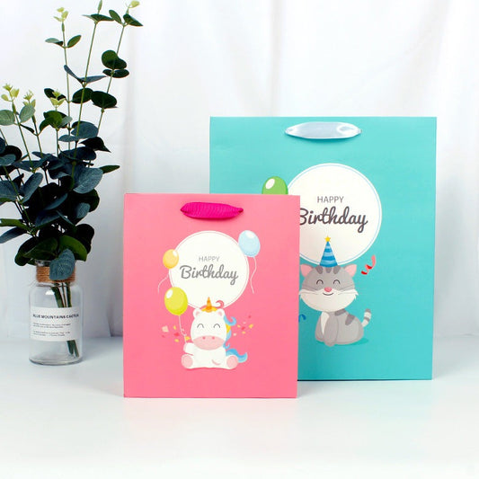 Animal Happy Birthday Paper Gift Bags - Unicorn