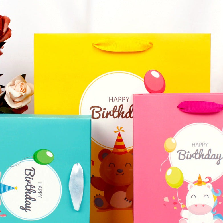 Animal Happy Birthday Paper Gift Bags - Unicorn