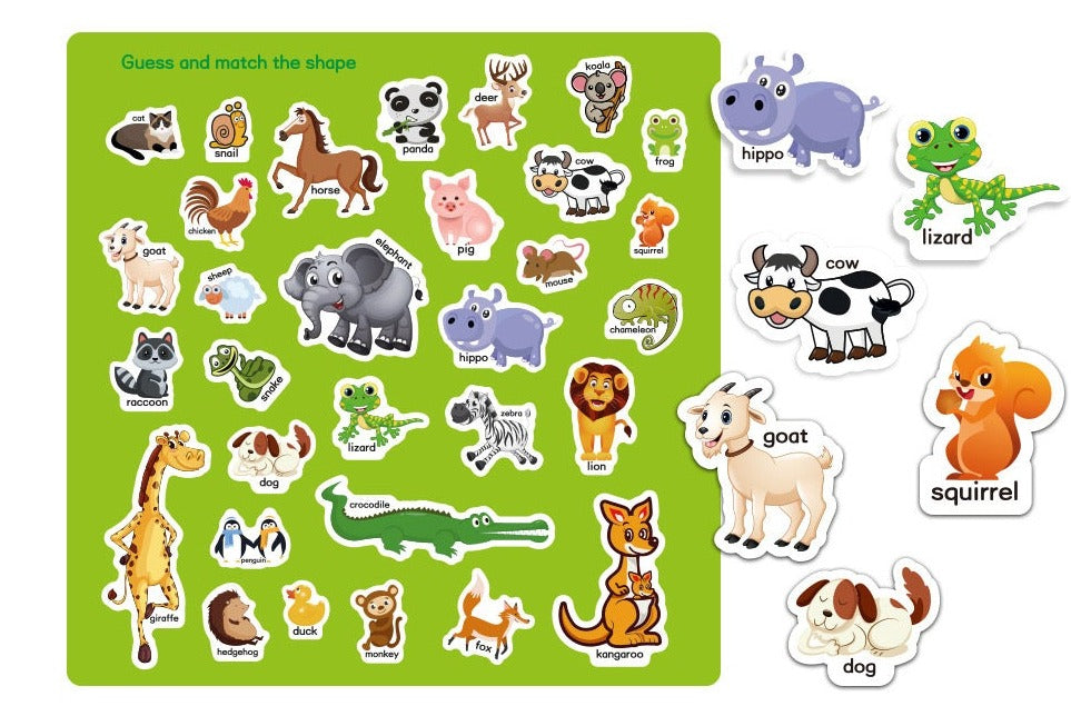 Double-Sided Design Reusable Sticker Book for Kids - Animals