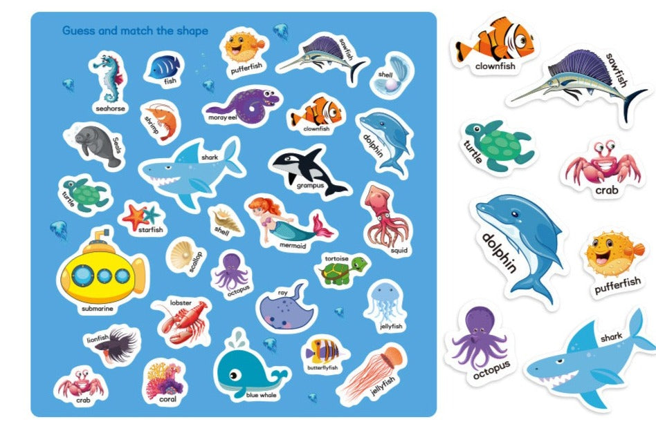 Double-Sided Design Reusable Sticker Book for Kids - Ocean Animals