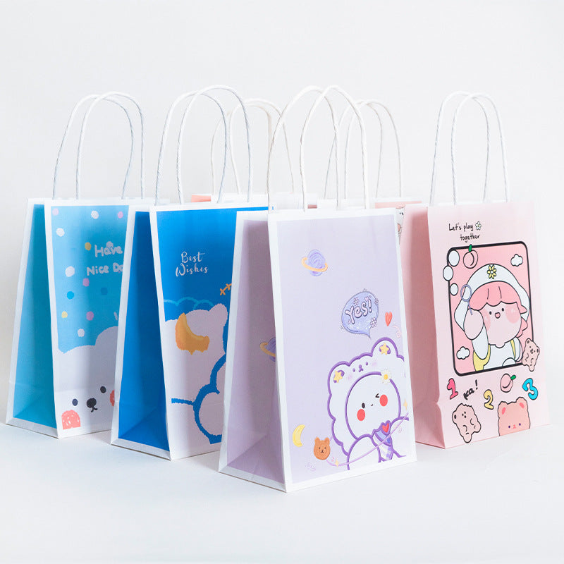 Cute Cartoon Purple Planet Bear Paper Gift Bags