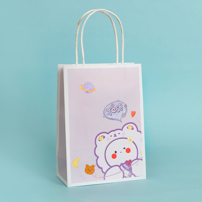 Cute Cartoon Purple Planet Bear Paper Gift Bags