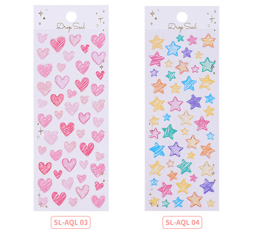 20pcs Star and Heart Crystal Artificial Stickers Phone Stickers Water Bottle Stickers