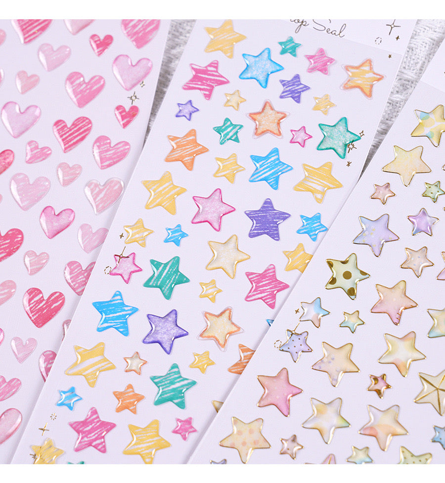 20pcs Star and Heart Crystal Artificial Stickers Phone Stickers Water Bottle Stickers