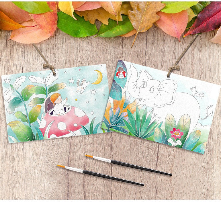 Watercolour Painting Books for Kids 2 pcs Portable Colouring Book with Paint Palette and Brush