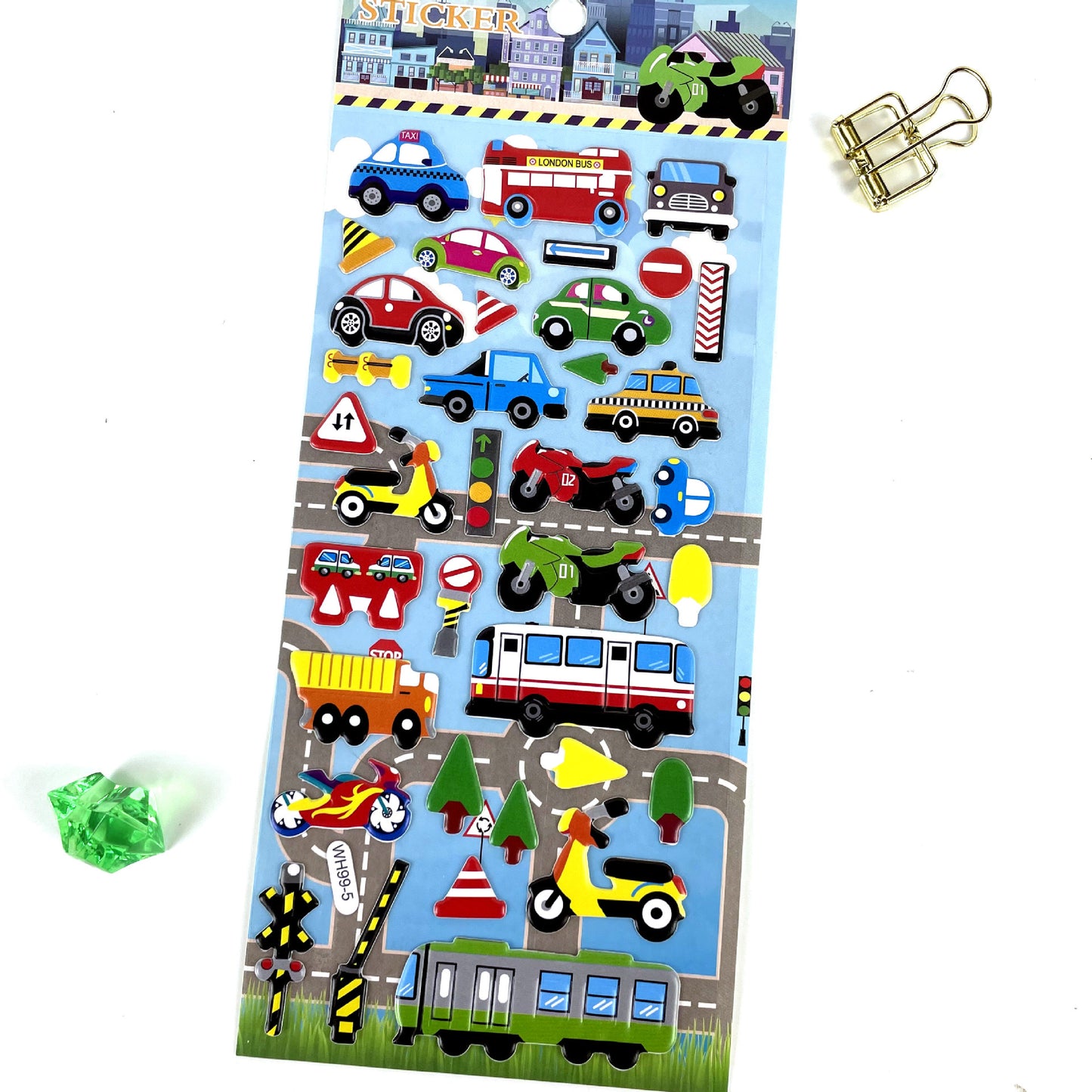 20pcs 3D Puffy Vehicle Stickers for Kids Value Pack