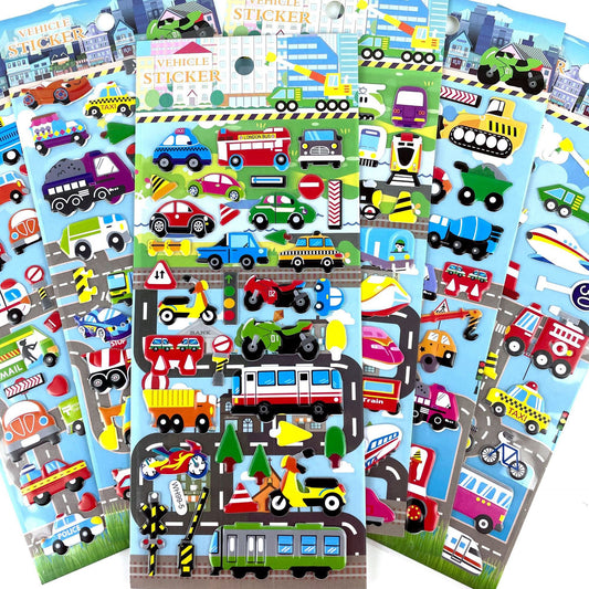 20pcs 3D Puffy Vehicle Stickers for Kids Value Pack