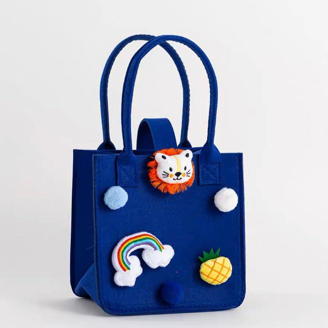 Cute Lion Cartoon Patched Handbag Felt Tote Gift Bag