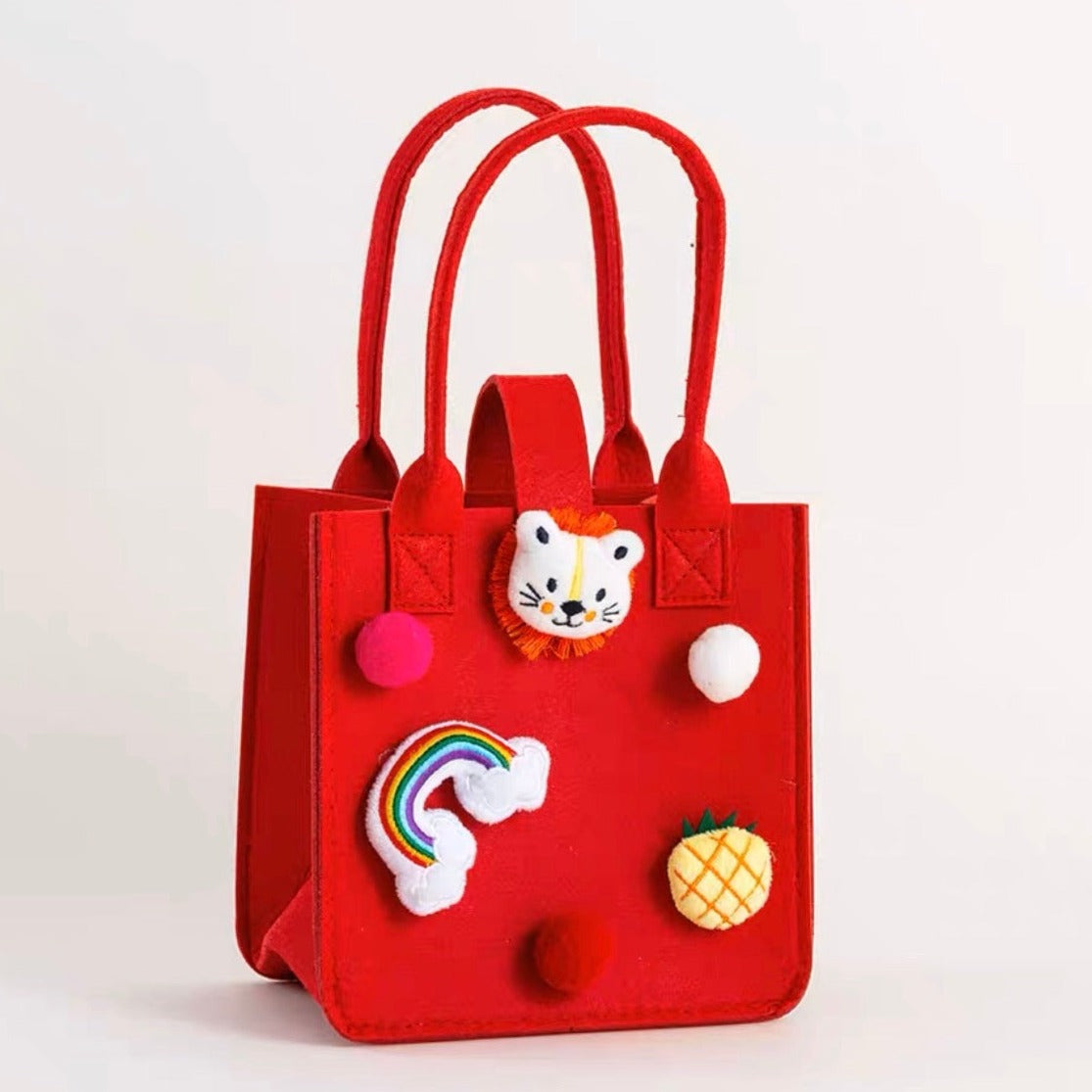 Cute Lion Cartoon Patched Handbag Felt Tote Gift Bag