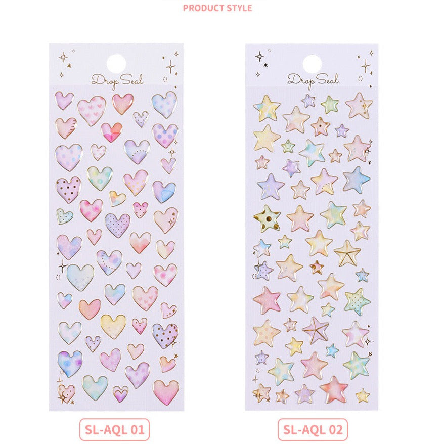 20pcs Star and Heart Crystal Artificial Stickers Phone Stickers Water Bottle Stickers