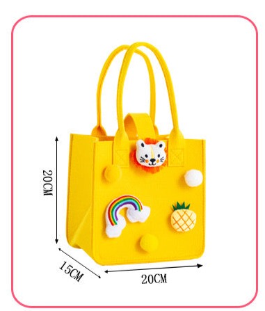 Cute Lion Cartoon Patched Handbag Felt Tote Gift Bag