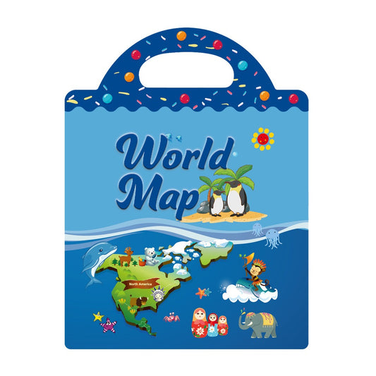 Double-Sided Design Reusable Sticker Book for Kids - World Map