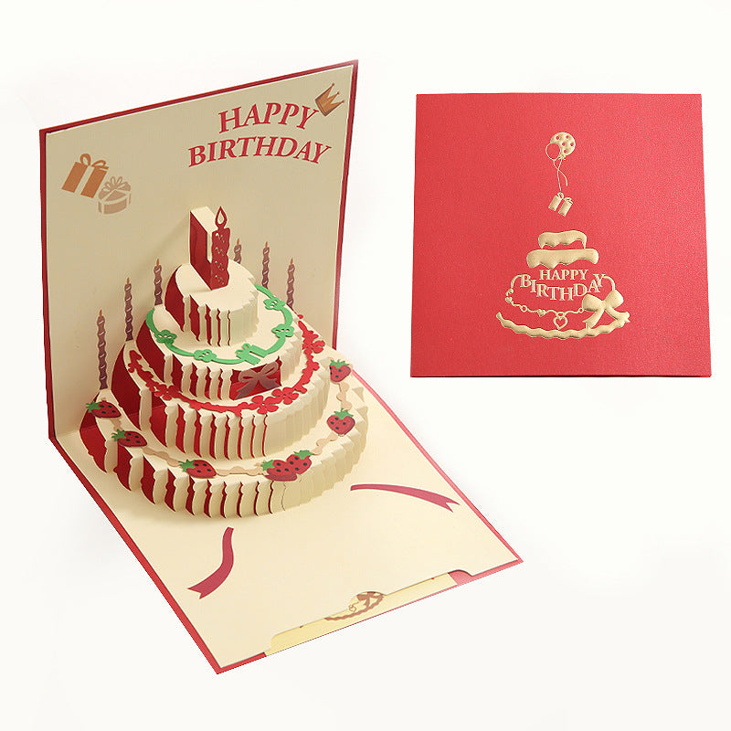 3D Birthday Cake Shape Pop Up Cards for Birthday Celebration