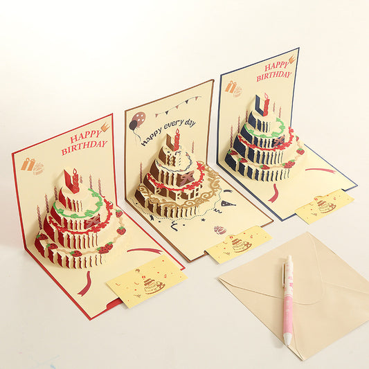 3D Birthday Cake Shape Pop Up Cards for Birthday Celebration