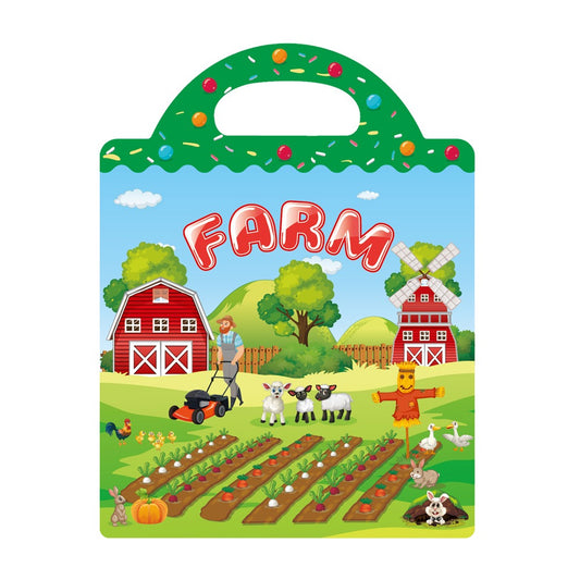 Double-Sided Design Reusable Sticker Book for Kids - Farm