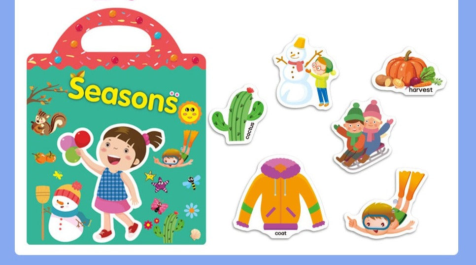 Double-Sided Design Reusable Sticker Book for Kids - Seasons