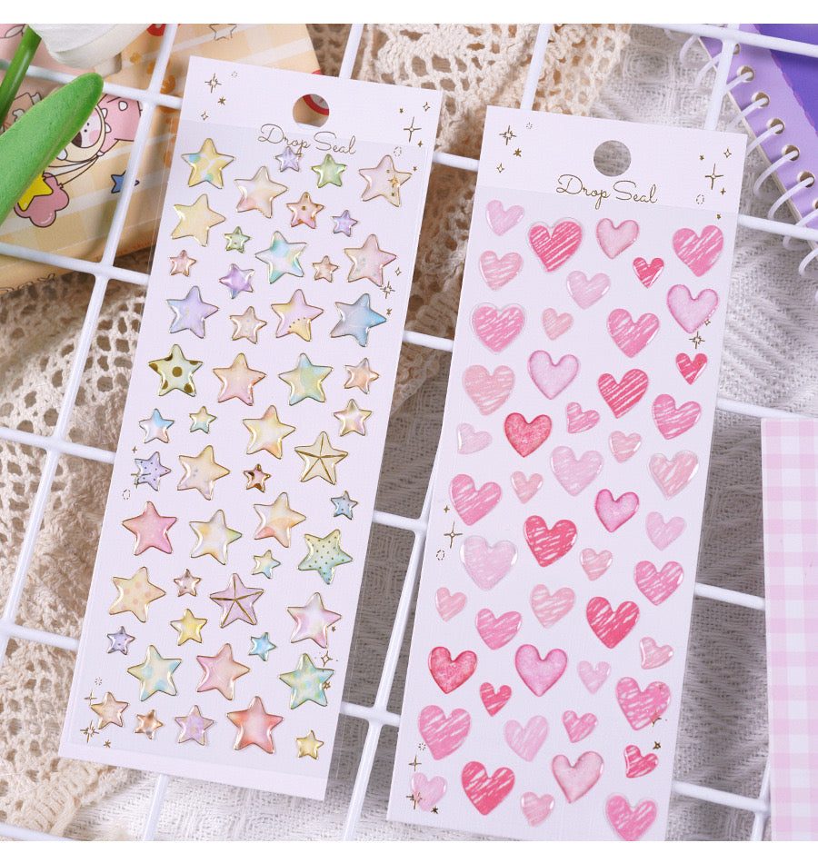 20pcs Star and Heart Crystal Artificial Stickers Phone Stickers Water Bottle Stickers