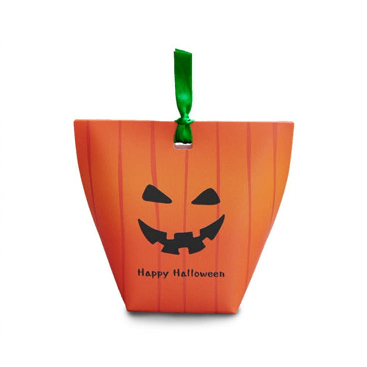 20pcs Halloween Trick or Treat Pumpkin Folded Candy Gift Paper Boxes