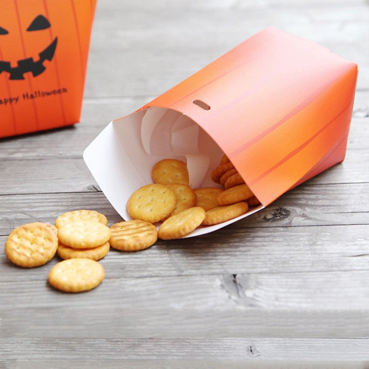 20pcs Halloween Trick or Treat Pumpkin Folded Candy Gift Paper Boxes