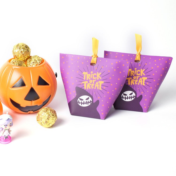 20pcs Halloween Trick or Treat Pumpkin Folded Candy Gift Paper Boxes