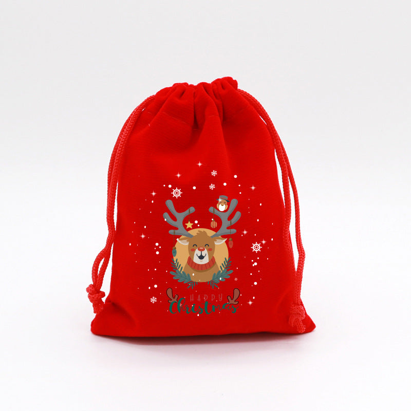 50pcs Christmas Drawstring Red Cloth Gift Bags for Christmas Party