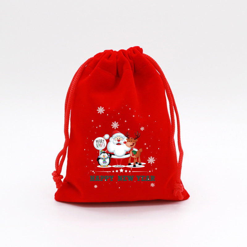 50pcs Christmas Drawstring Red Cloth Gift Bags for Christmas Party