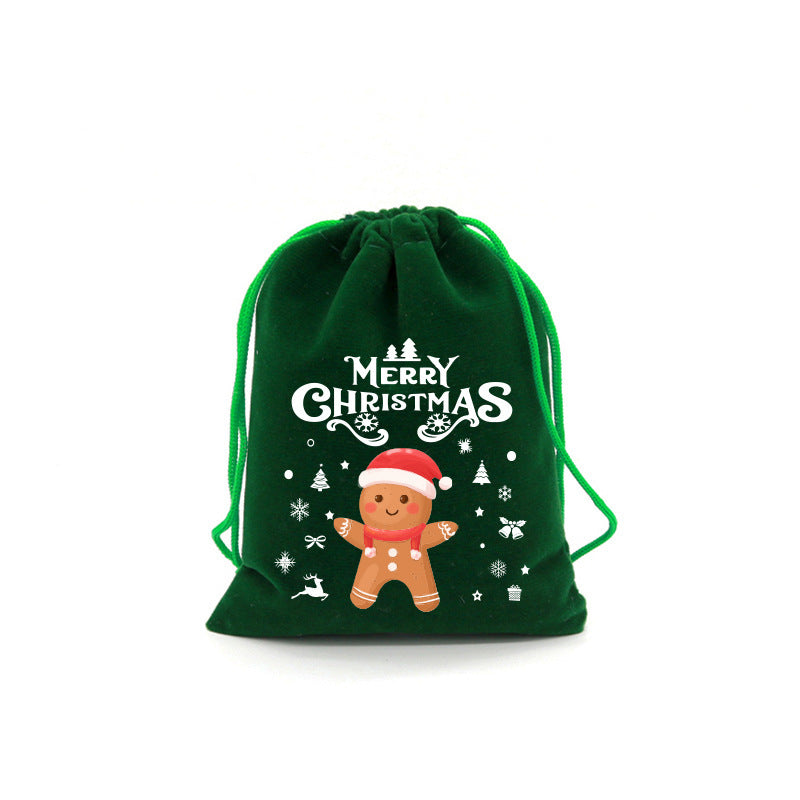 50pcs Christmas Drawstring Green Cloth Gift Bags for Christmas Party