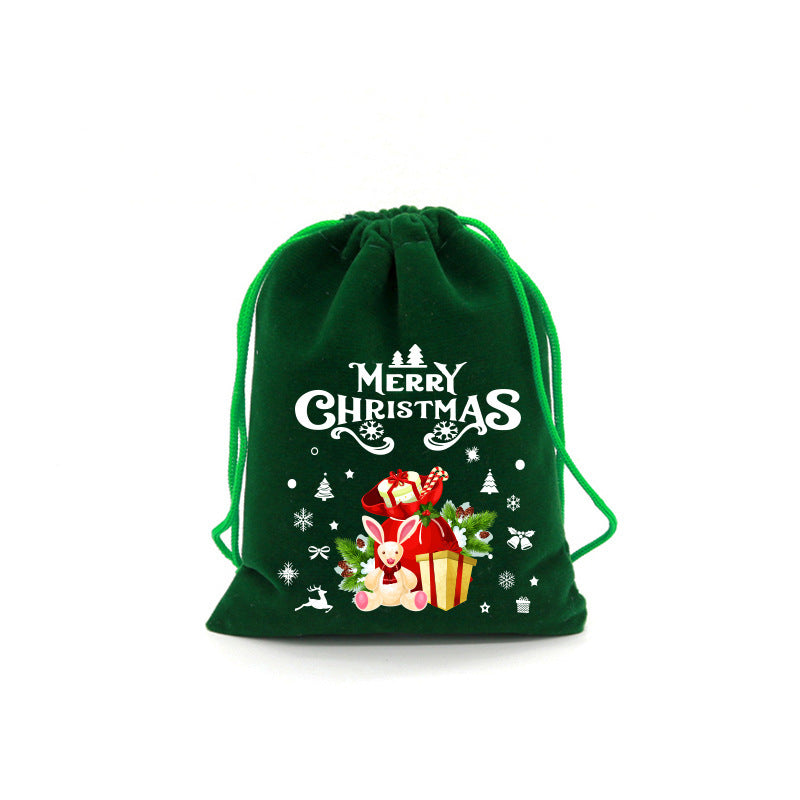 50pcs Christmas Drawstring Green Cloth Gift Bags for Christmas Party