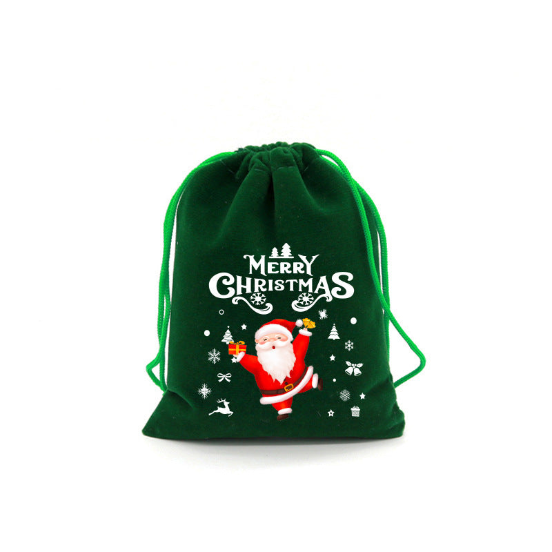 50pcs Christmas Drawstring Green Cloth Gift Bags for Christmas Party