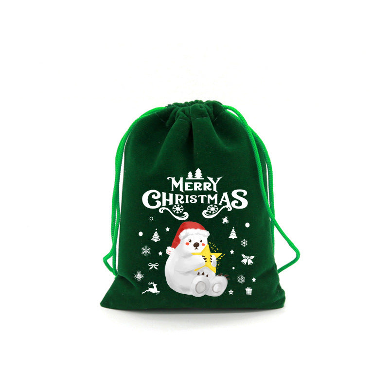 50pcs Christmas Drawstring Green Cloth Gift Bags for Christmas Party