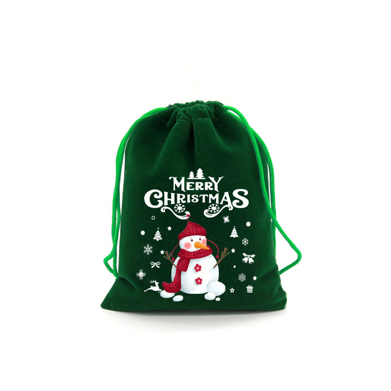 50pcs Christmas Drawstring Green Cloth Gift Bags for Christmas Party