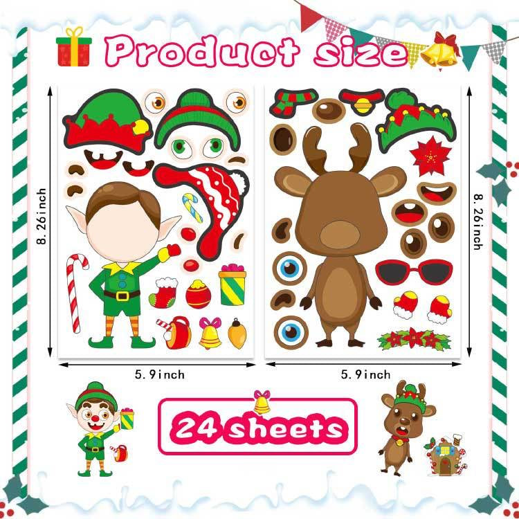 Christmas Party Games Make You Own Stickers with Santa Snowman Reindeer Elf for Christmas Party