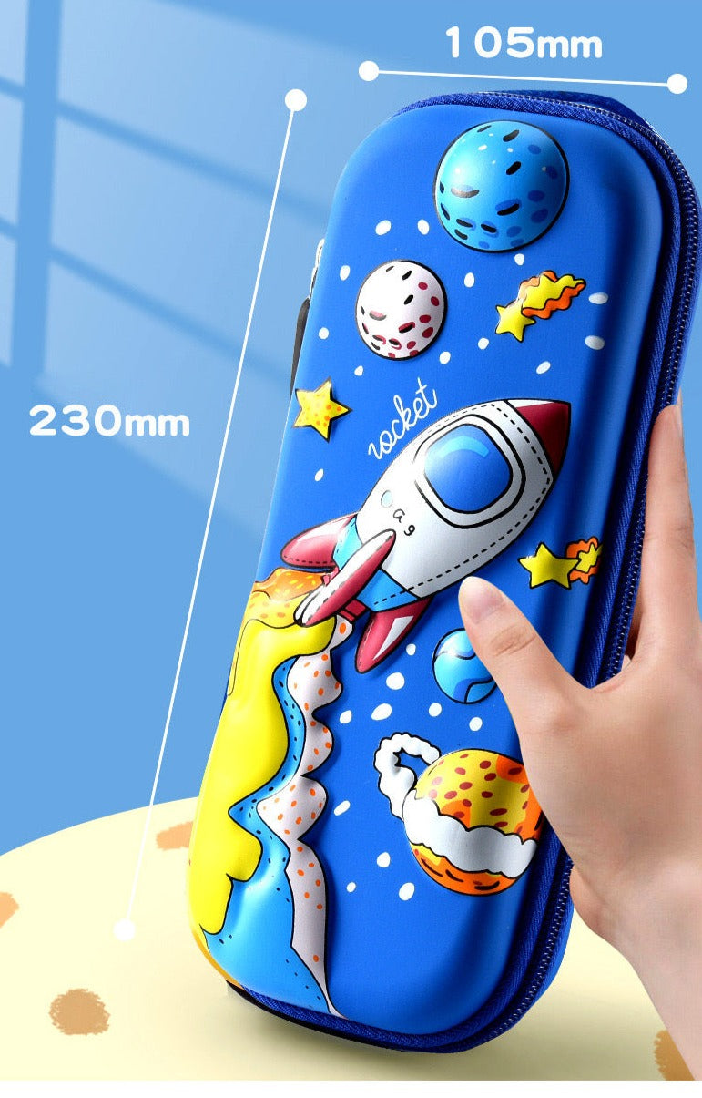 3D Spaceship Waterproof Pencil Box with Compartments Cute Pen Pouch