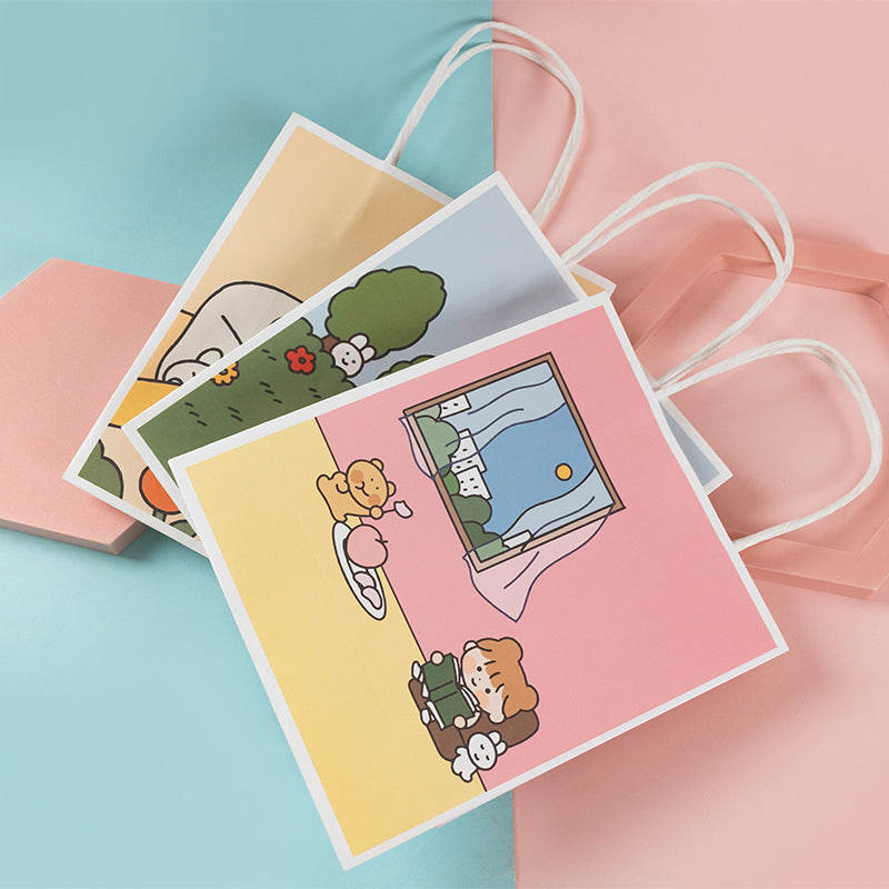 Cute Little Girl and The Bear Series Paper Gift Bags