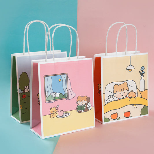 Cute Little Girl and The Bear Series Paper Gift Bags