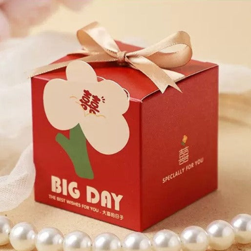 10pcs Cartoon Candy Boxes Wedding Gifts Boxes - Cherry with Ribbon