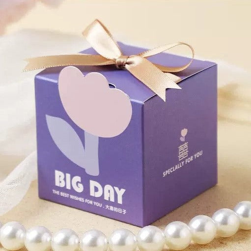 Cartoon Candy Boxes Wedding Gifts Boxes - Purple with Ribbon