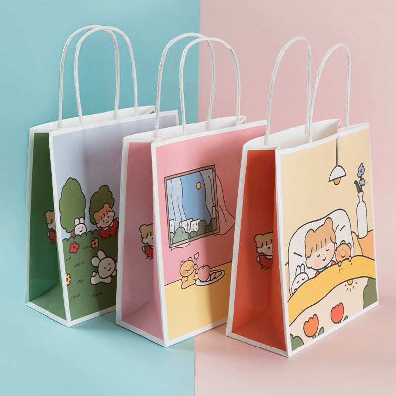 Cute Little Girl and The Bear Series Paper Gift Bags