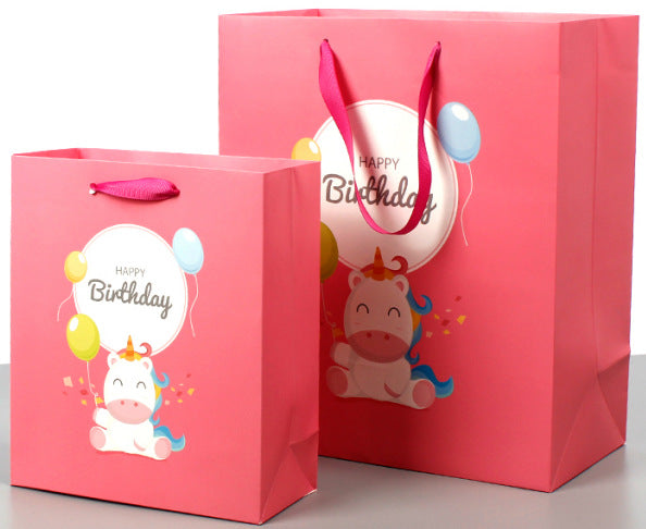 Animal Happy Birthday Paper Gift Bags - Unicorn