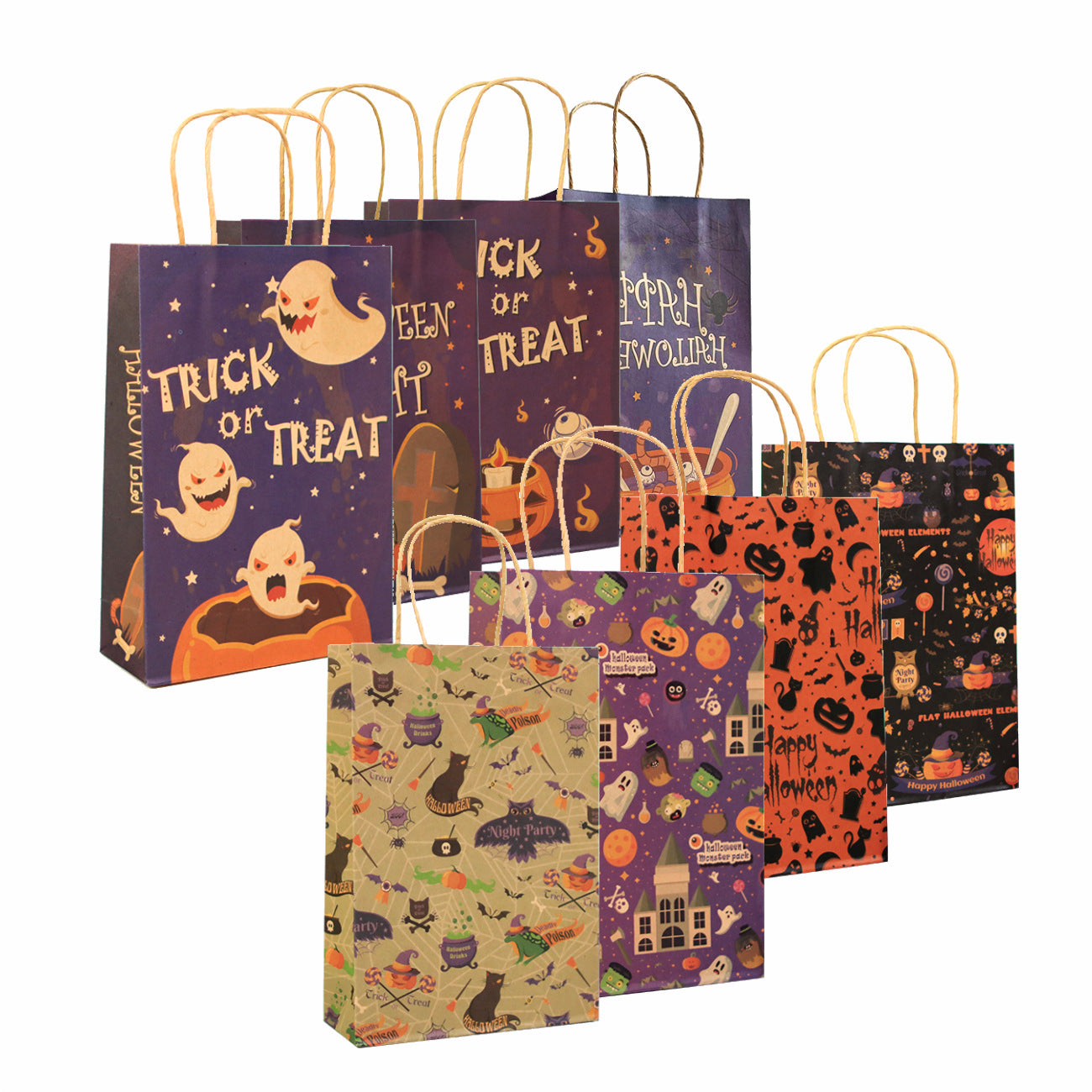 10pcs Halloween Theme Vintage Candy Gift Paper Handbags