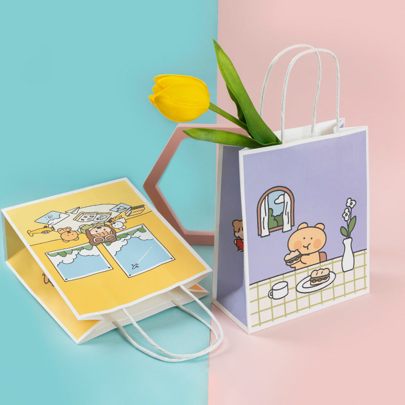 Cute Little Girl and The Bear Series Paper Gift Bags