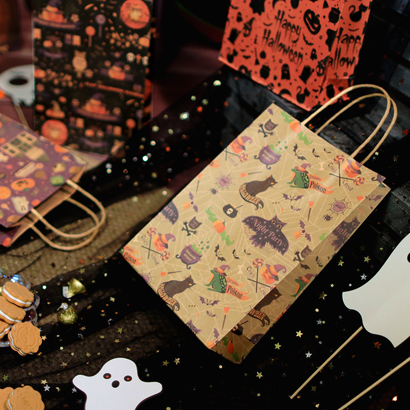 10pcs Halloween Theme Vintage Candy Gift Paper Handbags