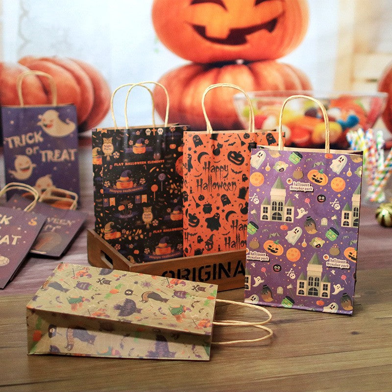 10pcs Halloween Theme Vintage Candy Gift Paper Handbags