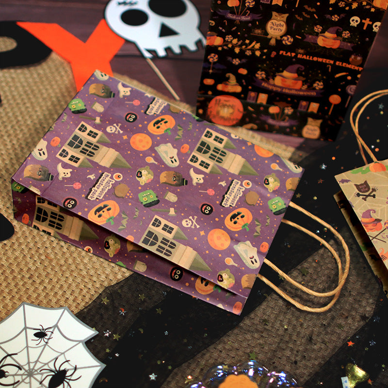 10pcs Halloween Theme Vintage Candy Gift Paper Handbags