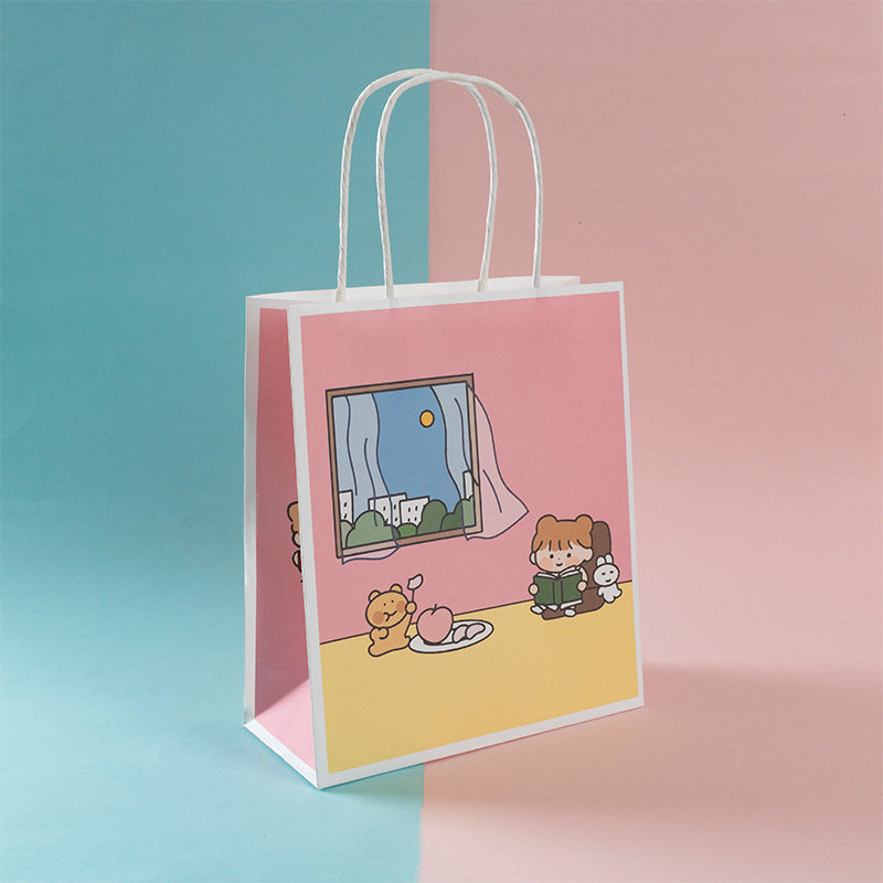 Cute Little Girl and The Bear Series Paper Gift Bags