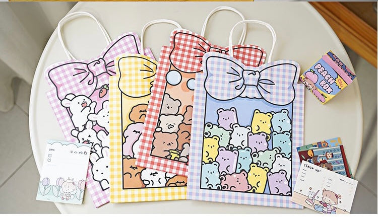 Cute Cartoon Bow Knot Series Bear Paper Gift Bags