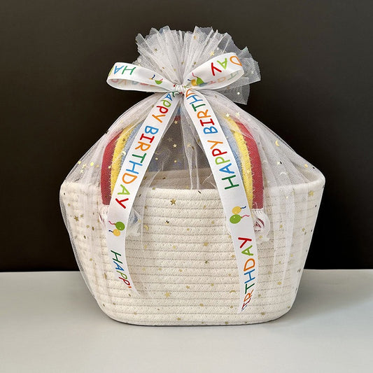 Rainbow Cotton Rope Storage Basket Hand Held Gift Bag 2pcs