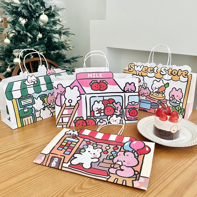 Lovely Bunny Boba Tea Store Paper Gift Bags