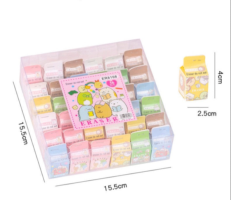 Kawaii Milk Box Rubber Cute Erasers