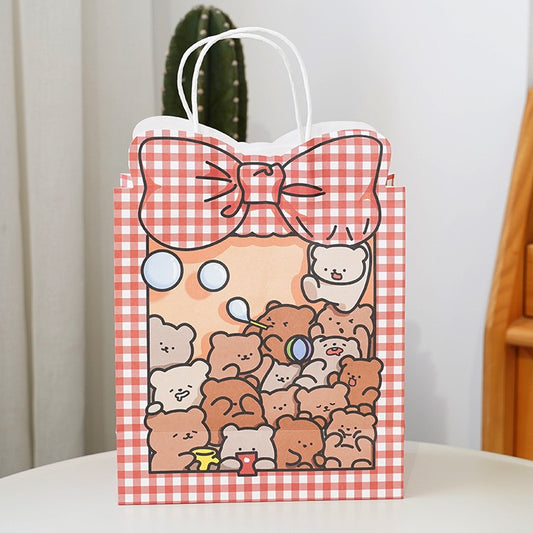 Cute Cartoon Bow Knot Series Bear Paper Gift Bags